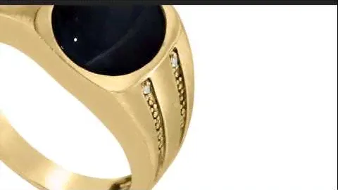 Oval Black Onyx and Diamond Men's Ring Crafted In Solid 14K Yellow Gold - SuperJeweler.com