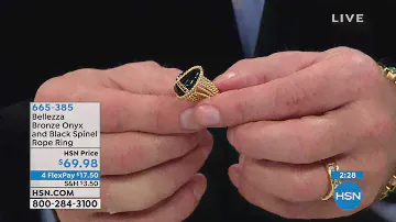 Bellezza Bronze Onyx and Black Spinel Rope Ring